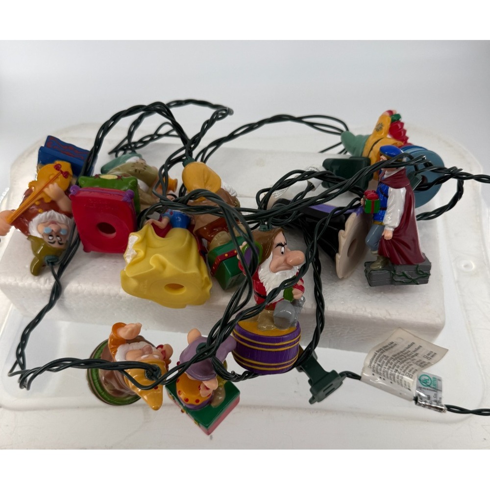 Disney Snow White & Seven Dwarfs Christmas Light String Set Vintage Holiday Ligh